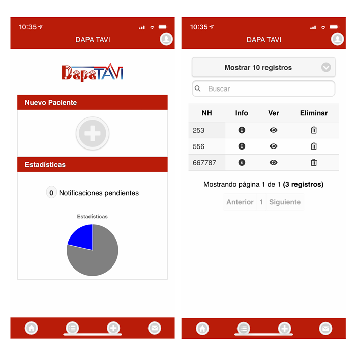 Captura de pantalla de la aplicación DapaTavi